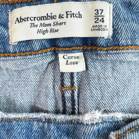 Abercrombie & Fitch Women The Mom Short High Rise Size 37 / 24 Curve Love Blue - Picture 2 of 6